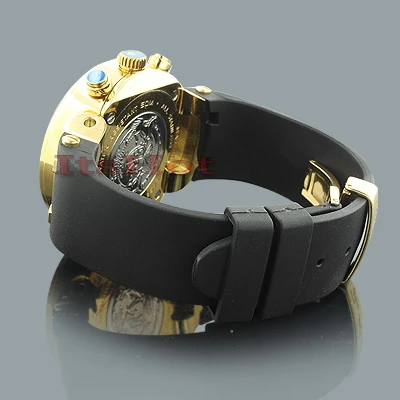 Men's Diamond Bezel Watch By Joe Rodeo: Master Model 2.20ct Yellow Gold Plated 3 Men's Diamond Bezel Watch By Joe Rodeo: Master Model 2.20ct Yellow Gold Plated - Image 3