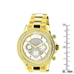 Men's Diamond Bezel Watch Yellow Gold Plated Luxurman 2ct -PNZ Watches Shop mens diamond bezel watch yellow gold plated luxurman 2ct ruler