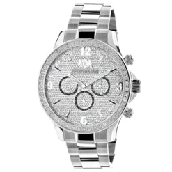 Men's Diamond Watch 2ct By Luxurman White Gold Plated