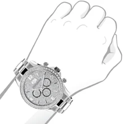 Men's Diamond Watch 2ct By Luxurman White Gold Plated -PNZ Watches Shop mens diamond watch 2ct by luxurman white gold plated 3