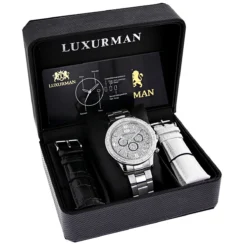 Men's Diamond Watch 2ct By Luxurman White Gold Plated -PNZ Watches Shop mens diamond watch 2ct by luxurman white gold plated 4