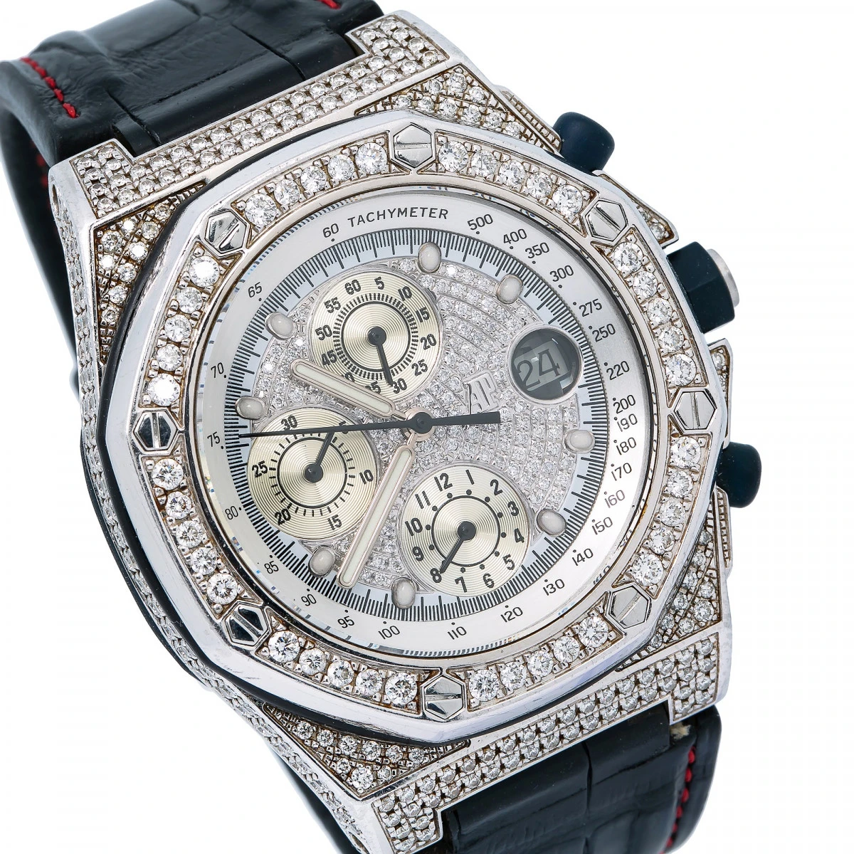 Men's Diamond Watch Audemars Piguet Royal Oak Offshore Silver Tone Dial 2 Men's Diamond Watch Audemars Piguet Royal Oak Offshore Silver Tone Dial - Image 2