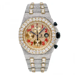 Men's Diamond Watch Audemars Piguet Royal Oak Offshore 18K Gold Yellow Dial