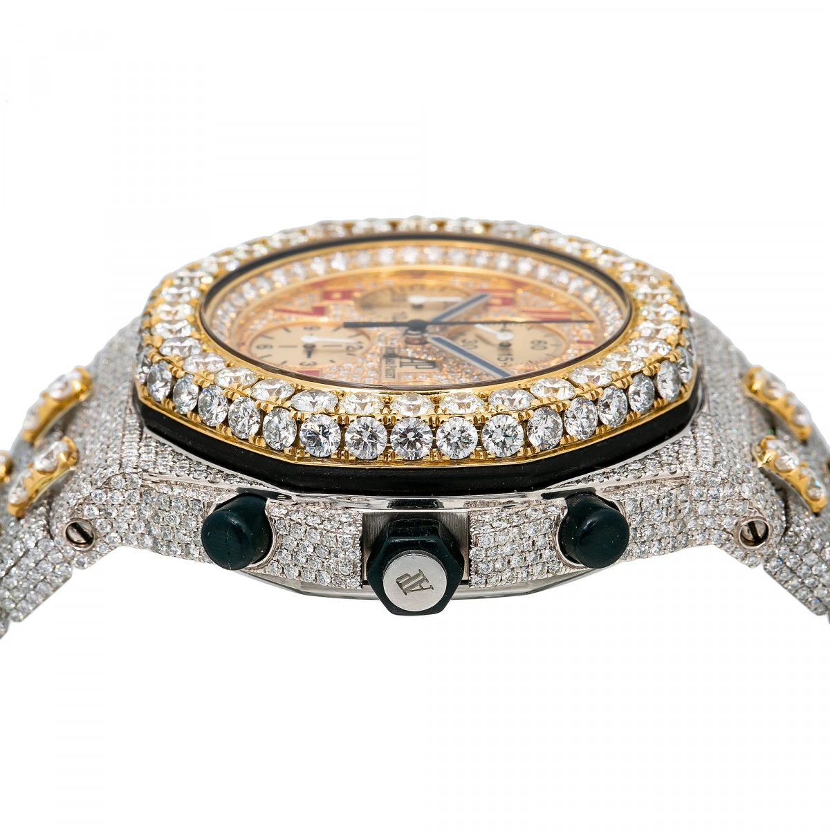 Men's Diamond Watch Audemars Piguet Royal Oak Offshore 18K Gold Yellow Dial 2 Men's Diamond Watch Audemars Piguet Royal Oak Offshore 18K Gold Yellow Dial - Image 2