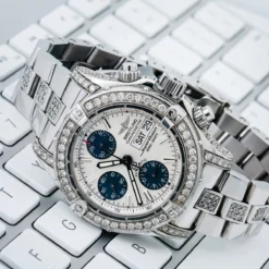 Men's Diamond Watch Breitling Superocean 42mm White Dial