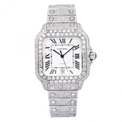 Men's Diamond Watch Cartier Santos De Cartier 40mm White Dial