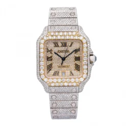 Men's Diamond Watch Cartier Santos De Cartier 40mm Yellow Dial