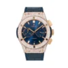 Men's Diamond Watch Hublot Classic Fusion 18K Gold 45mm Blue Dial