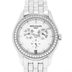Men's Diamond Watch Patek Philippe 37mm White Dial