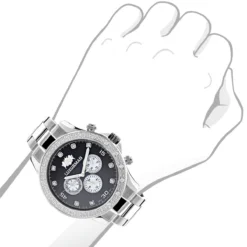 Men's Diamond Watch Swiss Mvt Stainless Steel Band 0.2ct Luxurman Liberty -PNZ Watches Shop mens diamond watch swiss mvt stainless steel band 02ct luxurman liberty bod