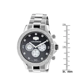 Men's Diamond Watch Swiss Mvt Stainless Steel Band 0.2ct Luxurman Liberty -PNZ Watches Shop mens diamond watch swiss mvt stainless steel band 02ct luxurman liberty ruler