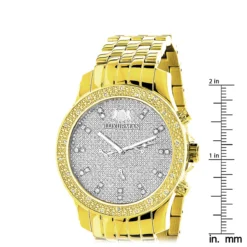 Men's Diamond Watch Yellow Gold Plated Luxurman Raptor 025ct W Metal Band -PNZ Watches Shop mens diamond watch yellow gold plated luxurman raptor 025ct w metal band ruler