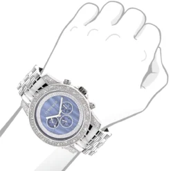 Men's Diamond Blue MOP 0.5ct Luxurman Freeze -PNZ Watches Shop mens diamond watches blue mop 05ct luxurman freeze p 9237bod