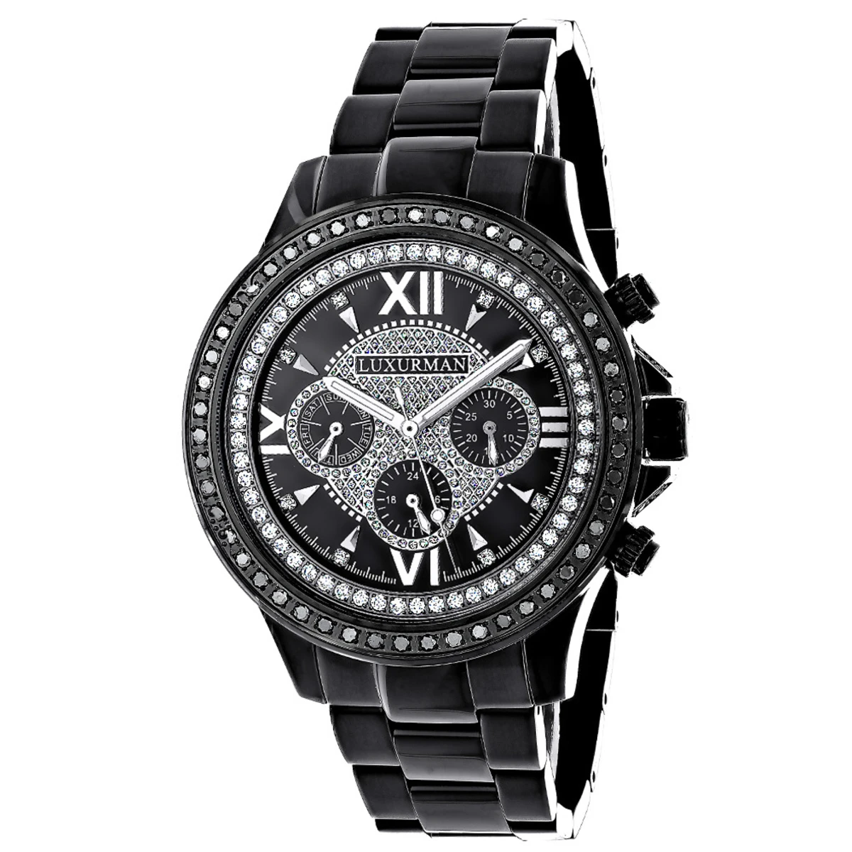 Men's Diamond Luxurman Black Diamond Watch 2ct Liberty 1 Men's Diamond Luxurman Black Diamond Watch 2ct Liberty