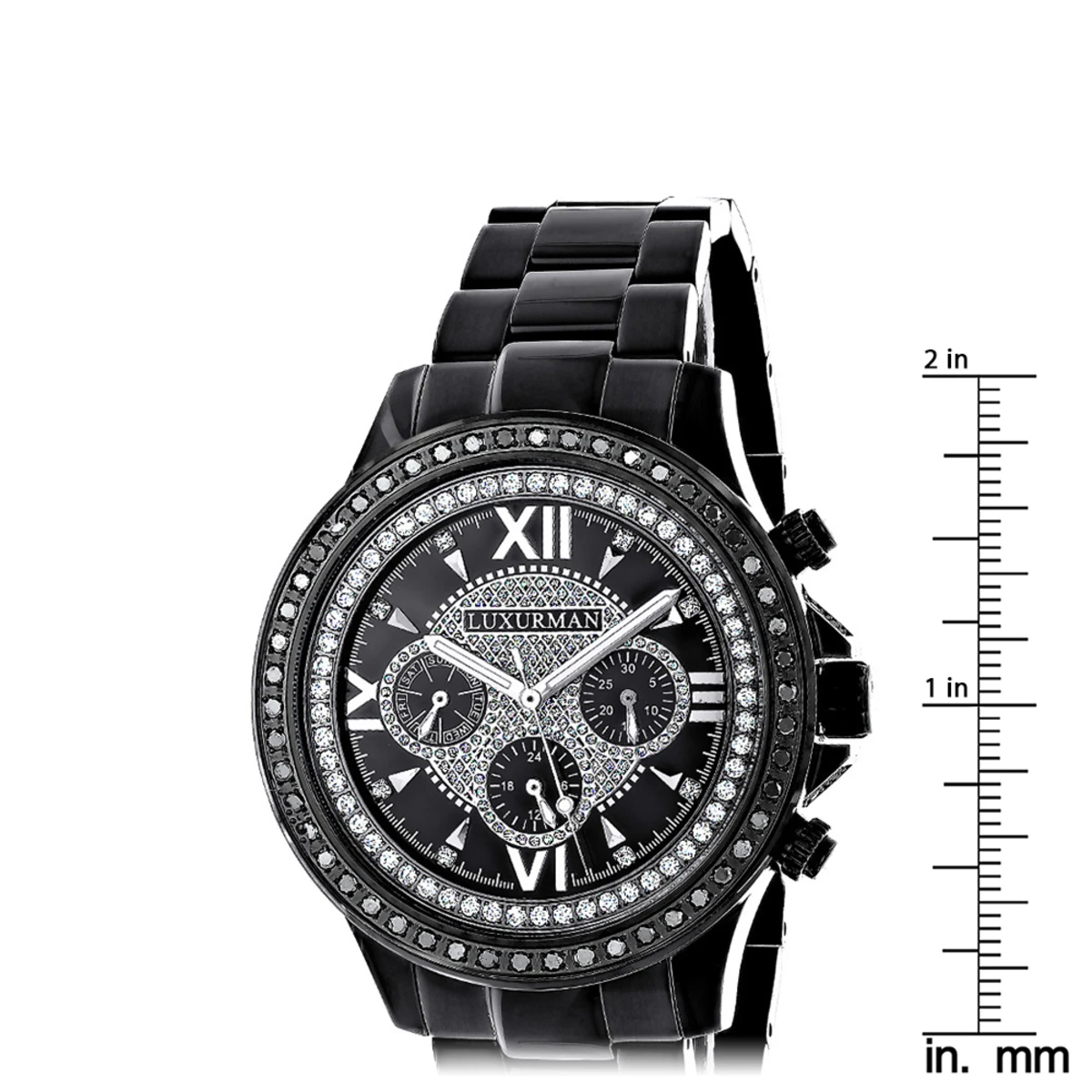 Men's Diamond Luxurman Black Diamond Watch 2ct Liberty 5 Men's Diamond Luxurman Black Diamond Watch 2ct Liberty - Image 5