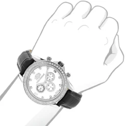 Men's Diamond Luxurman Liberty 2ct Black Leather Band White MOP Watch 7 Men's Diamond Luxurman Liberty 2ct Black Leather Band White MOP Watch -PNZ Watches Shop mens diamond watches luxurman liberty 2ct black leather band white mop 3