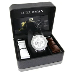 Men's Diamond Luxurman Liberty 2ct Black Leather Band White MOP Watch 8 Men's Diamond Luxurman Liberty 2ct Black Leather Band White MOP Watch -PNZ Watches Shop mens diamond watches luxurman liberty 2ct black leather band white mop 4