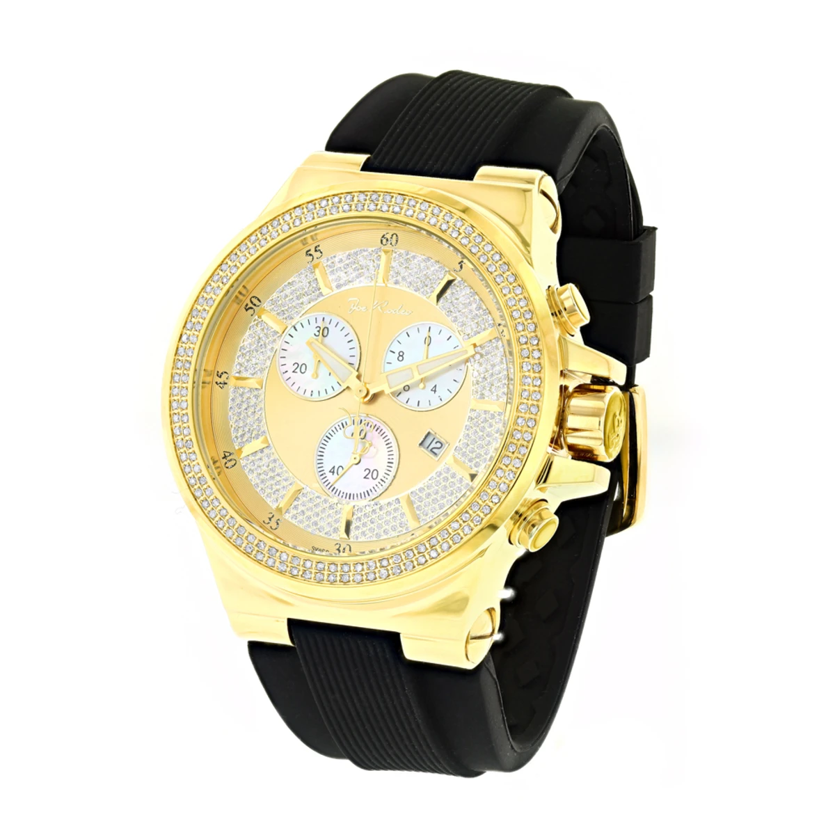 Men's Joe Rodeo Liberty Diamond Watch 1.5ct Yellow Gold Plated 1 Men's Joe Rodeo Liberty Diamond Watch 1.5ct Yellow Gold Plated