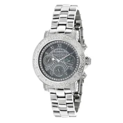 Ladies Diamond Watches By Luxurman 0.3ct Black MOP Montana