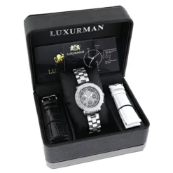 Ladies Diamond Watches By Luxurman 0.3ct Black MOP Montana -PNZ Watches Shop mens ladies diamond watches by luxurman 03ct stainless steel band 4
