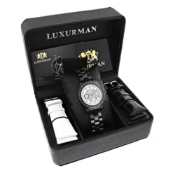 Luxurman Black Diamond White Dial Watch For Men And Women 8 Luxurman Black Diamond White Dial Watch For Men And Women -PNZ Watches Shop mens ladies diamond watches luxurman black diamond watch box