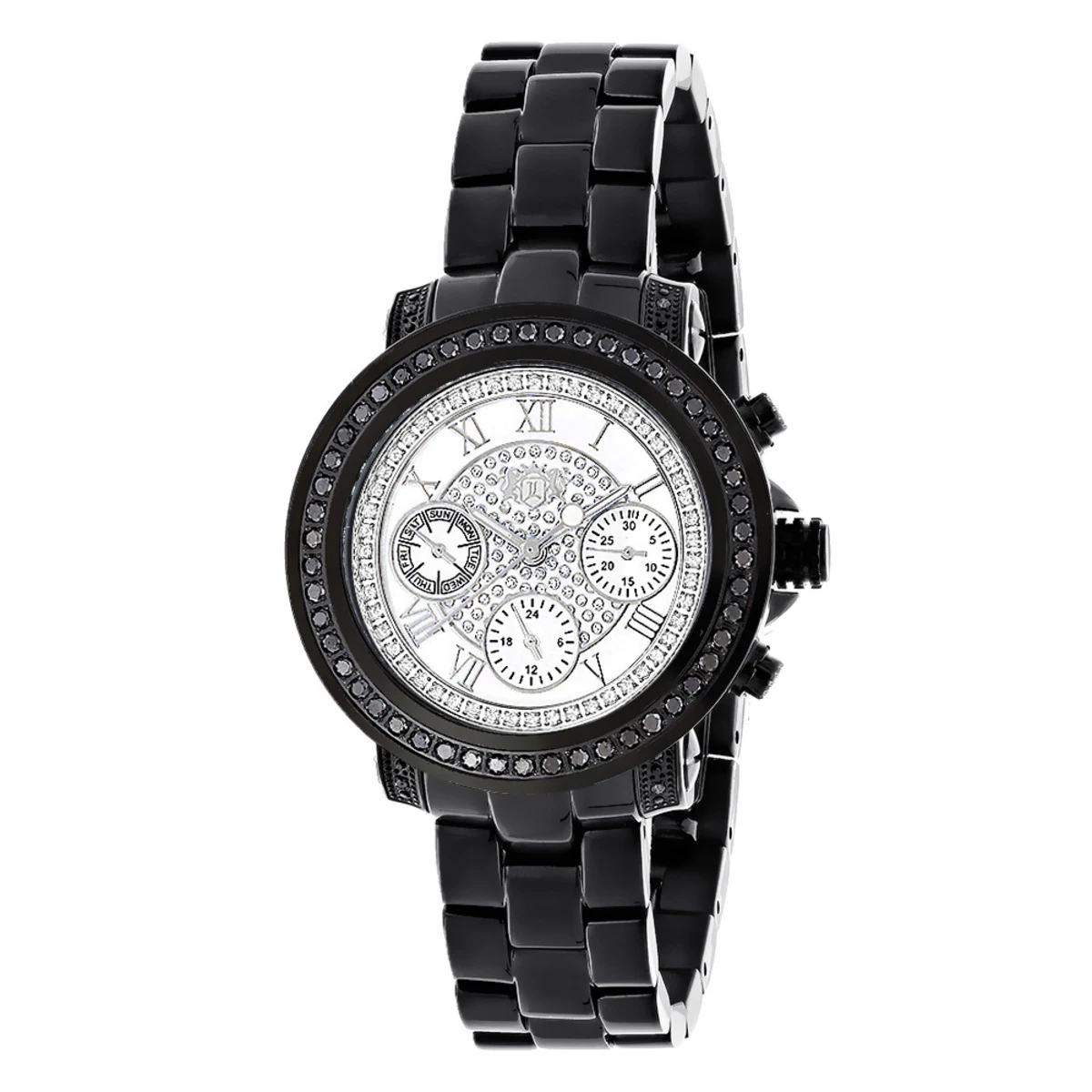 Luxurman Black Diamond White Dial Watch For Men And Women 1 Luxurman Black Diamond White Dial Watch For Men And Women