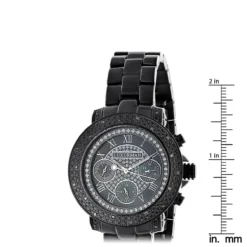 Unisex Diamond Luxurman Black Diamond Watch -PNZ Watches Shop mens ladies diamond watches luxurman black diamond watch ruler