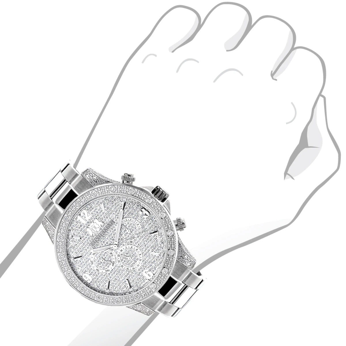 Men's Luxurman Diamond Watch 0.5ct Liberty Swiss Quartz 3 Men's Luxurman Diamond Watch 0.5ct Liberty Swiss Quartz - Image 3