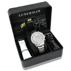 Men's Luxurman Diamond Watch 0.5ct Liberty Swiss Quartz 8 Men's Luxurman Diamond Watch 0.5ct Liberty Swiss Quartz -PNZ Watches Shop mens luxurman diamond watch 05ct liberty box