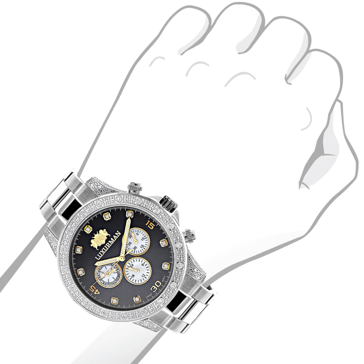 Men's Luxurman Diamond Watch 0.5ct Two Tone Liberty Swiss Movt 3 Men's Luxurman Diamond Watch 0.5ct Two Tone Liberty Swiss Movt - Image 3