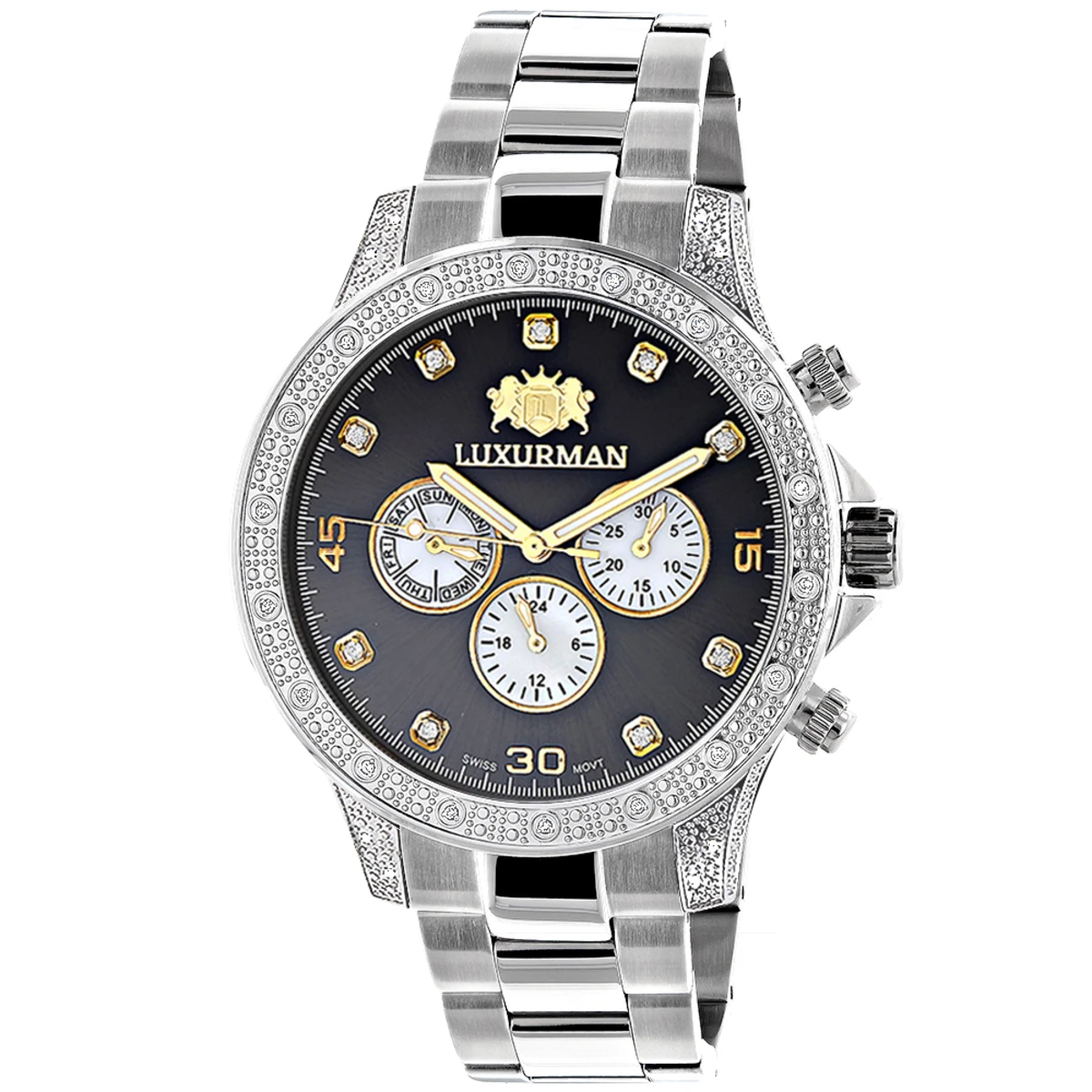 Men's Luxurman Diamond Watch 0.5ct Two Tone Liberty Swiss Movt 1 Men's Luxurman Diamond Watch 0.5ct Two Tone Liberty Swiss Movt