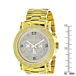 Men's Oversized Diamond Luxurman Watch 0.25ct 18k Yellow Gold Plated -PNZ Watches Shop mens oversized diamond luxurman watch 025ct yellow gold ruler