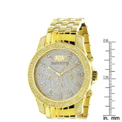 Men's Yellow Gold Tone Watch With Diamonds 0.50ct Luxurman -PNZ Watches Shop mens yellow gold tone watch with diamonds 050ct luxurman ruler