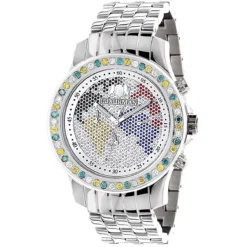 Multicolor Diamond Replacement Bezel For Men's Luxurman Raptor Watches 3.5ct -PNZ Watches Shop multicolor diamond replacement bezel for mens luxurman raptor watches 35ct box
