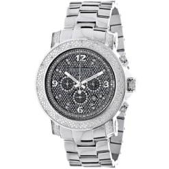 Oversized Diamond Luxurman Men's Diamond Watch 0.75ct