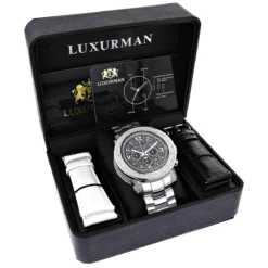 Oversized Diamond Luxurman Men's Diamond Watch 0.75ct -PNZ Watches Shop oversized diamond watches luxurman mens diamond watch 075ct 4