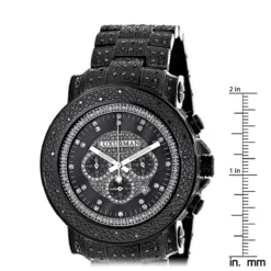 Luxurman Fully Paved Oversized Iced Out Black Diamond Black Dial Men's Watch 2ct -PNZ Watches Shop oversized iced out black diamond mens watch by luxurman 2ct fully paved ruler