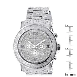 Oversized Iced Out Men's Diamond Watch By Luxurman White Gold Plated 2ct -PNZ Watches Shop oversized iced out mens diamond watch by luxurman white gold plated 2ct ruler