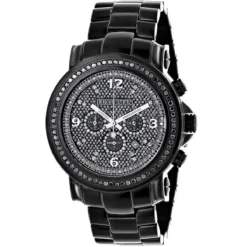 Oversized Men's Black Diamond Watch Iced Out Luxurman W Chronograph