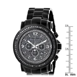 Oversized Men's Black Diamond Watch Iced Out Luxurman W Chronograph -PNZ Watches Shop oversized mens black diamond watch iced out luxurman w chronograph ruler