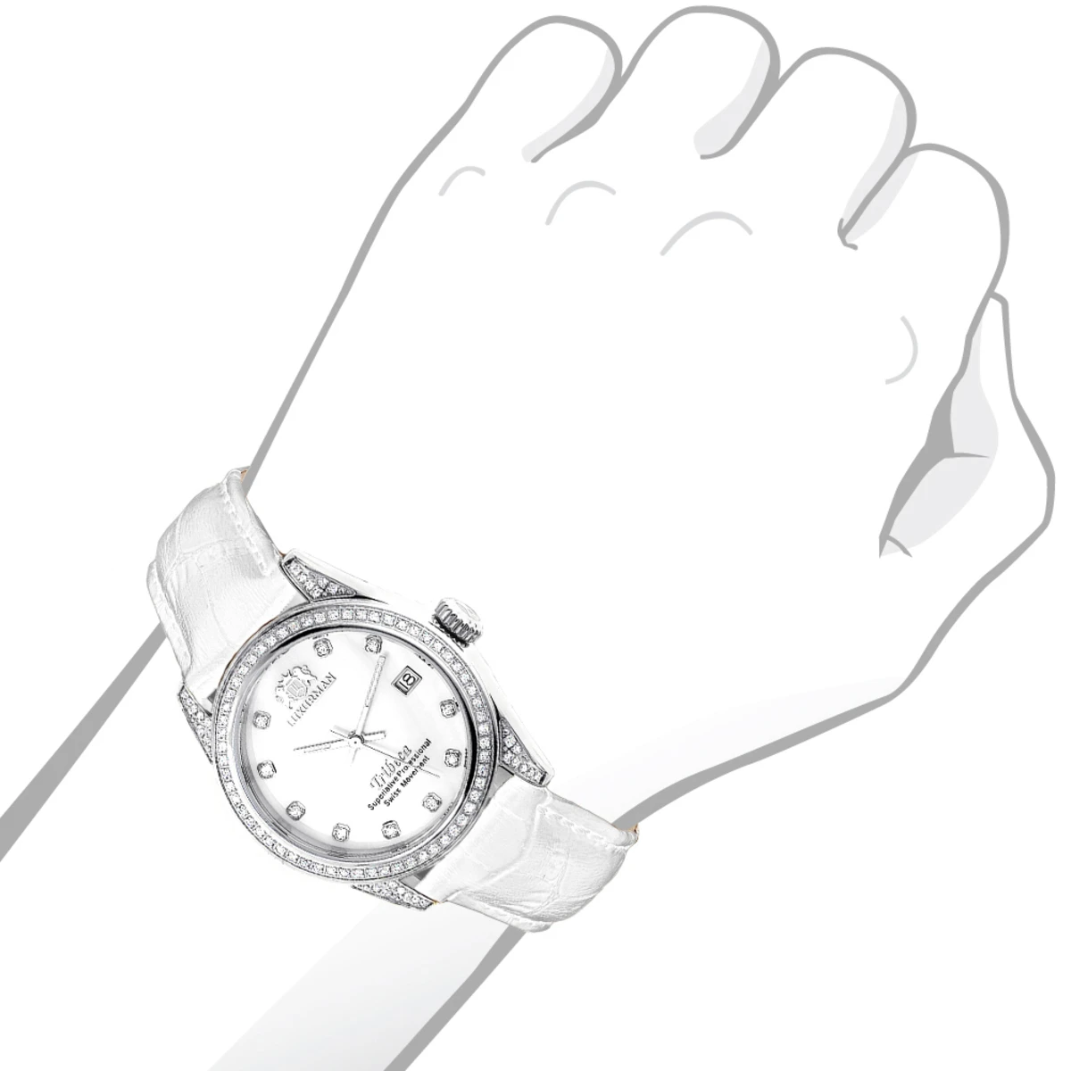 Luxurman Tribeca Women's Diamond Swiss Quartz Watch Stainless Steel 1.5ct 3 Luxurman Tribeca Women's Diamond Swiss Quartz Watch Stainless Steel 1.5ct - Image 3