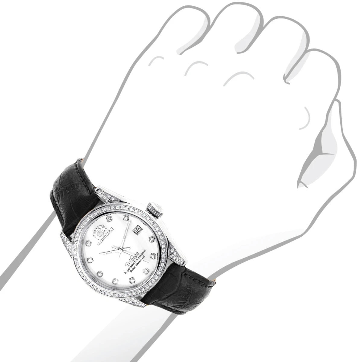 Swiss Quartz Luxurman Women's Diamond Tribeca Watch With Leather Band 3 Swiss Quartz Luxurman Women's Diamond Tribeca Watch With Leather Band - Image 3
