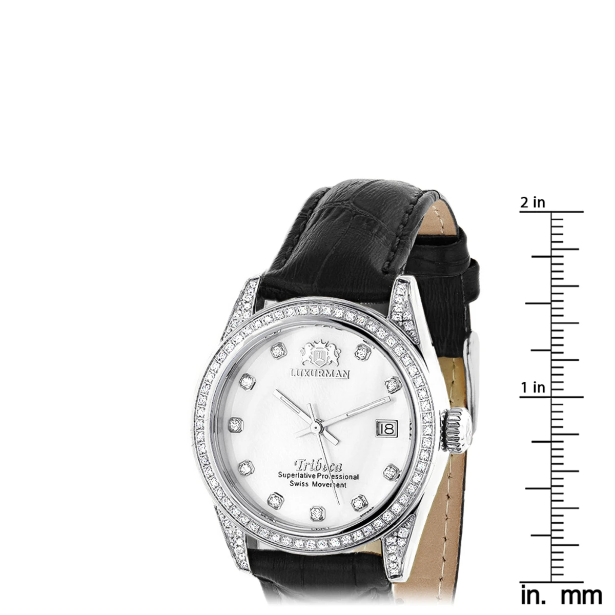 Swiss Quartz Luxurman Women's Diamond Tribeca Watch With Leather Band 5 Swiss Quartz Luxurman Women's Diamond Tribeca Watch With Leather Band - Image 5