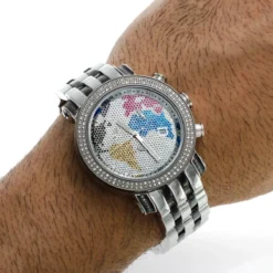 Two Tone Joe Rodeo Diamond JoJo Watch 1.75ct World Map -PNZ Watches Shop two tone joe rodeo diamond jojo watch 175ct world map p 8584 bod2