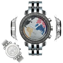 Two Tone Joe Rodeo Diamond JoJo Watch 1.75ct World Map -PNZ Watches Shop two tone joe rodeo diamond jojo watch 175ct world map p 8584 main2