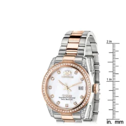 Two Tone Rose Gold Plated Women's Diamond Watch 1.5ct Luxurman Tribeca -PNZ Watches Shop two tone rose gold plated womens diamond watch 15ct luxurman tribeca 4 ruler