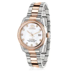 Two Tone Rose Gold Plated Women's Diamond Watch 1.5ct Luxurman Tribeca
