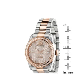 Women's 1.5ct Diamond Watch Two Tone Rose Gold Plated Luxurman Tribeca -PNZ Watches Shop two tone rose gold plated womens diamond watch 15ct luxurman tribeca ruler