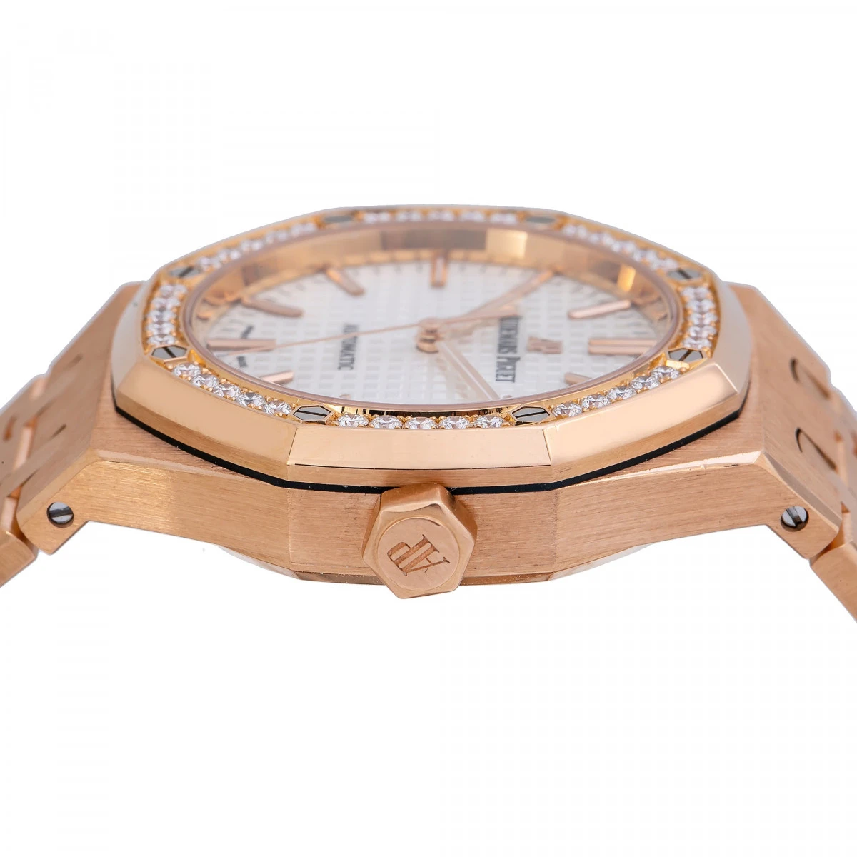 Unisex Diamond Watch Audemars Piguet Royal Oak 18K Gold 37mm White Dial 4 Unisex Diamond Watch Audemars Piguet Royal Oak 18K Gold 37mm White Dial - Image 4
