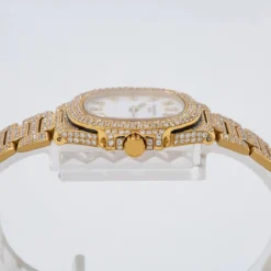 18K Gold Patek Philippe Diamond Watch For Women 27mm White Dial 11ct -PNZ Watches Shop watches 18k yellow gold patek philippe diamond watch for women 27mm white dial 11ct 968679 ruler